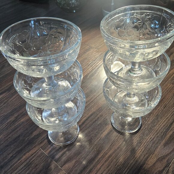 Vintage LUMINARC (France) Set of Six Fruit Pattern Embossed Dessert Cups - Picture 3 of 14